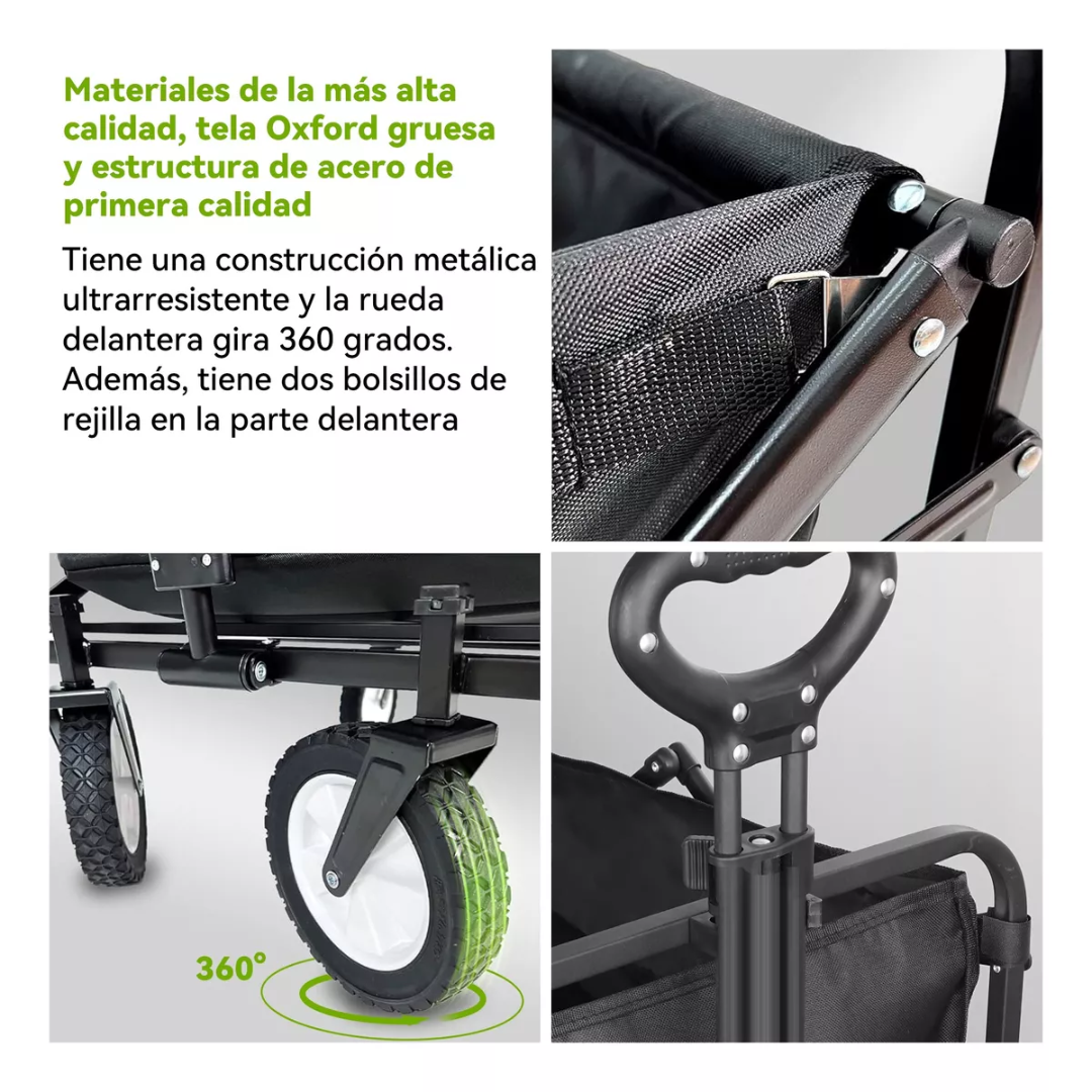 Carro Plegable Con Ruedas : ¡Transporte práctico y resistente! Ideal para llevar hasta 70 kg con facilidad, perfecto para acampar.