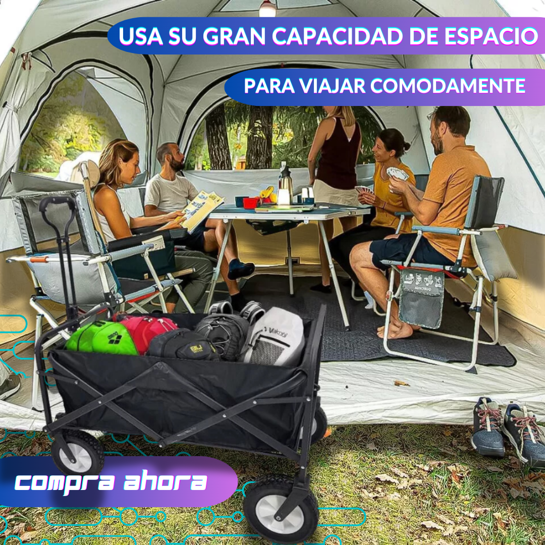 Carro Plegable Con Ruedas : ¡Transporte práctico y resistente! Ideal para llevar hasta 70 kg con facilidad, perfecto para acampar.