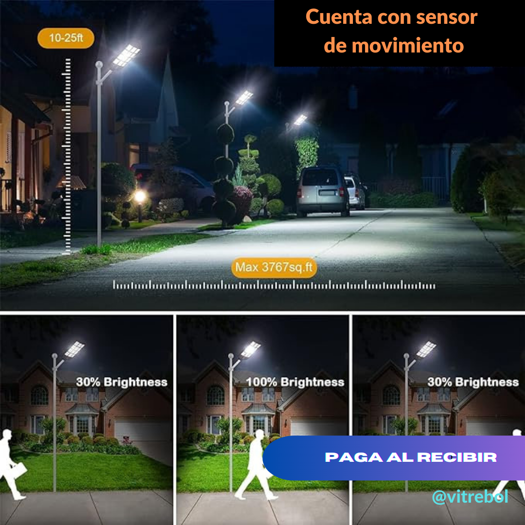 FOCO LED SOLAR  1000 watts-Imponente y de alta calidad. Te Obsequiamos el tubo de instalación