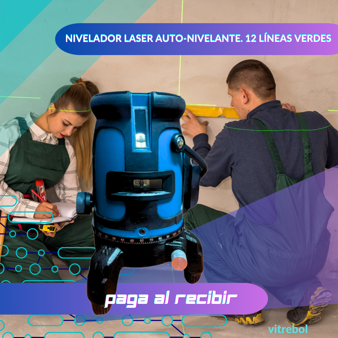 Nivelador Laser AUTO-NIVELANTE. 12 Líneas Verdes, Con trípode-360° Horizontal Y Vertical.