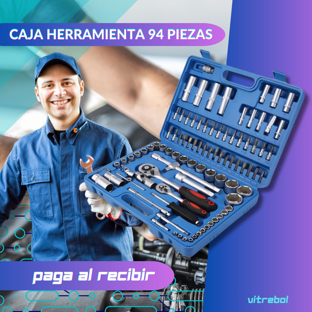 Caja Herramientas de 94 piezas - Acero al carbono auténtico