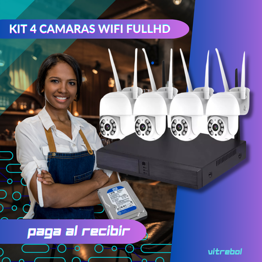 Kit 4 Camaras Wifi - resolución Full hd 1080p a prueba de agua