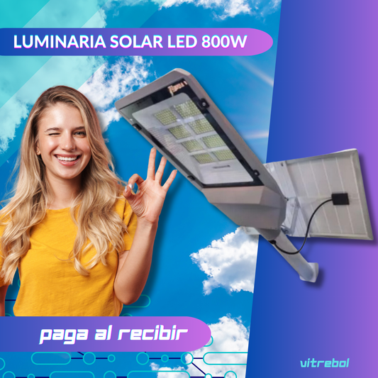 Luminaria Solar Led de 800w - con soporte para pared y poste