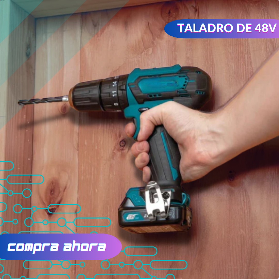 Taladro Inalámbrico de 48V Con accesorios y dos baterias