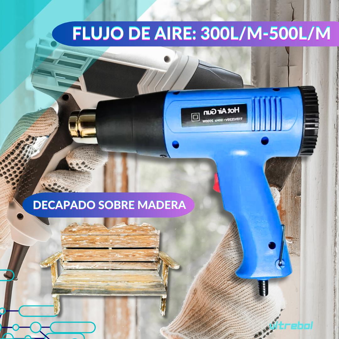 Pistola de Calor - 2000w de potencia entre 60°C y 600°C