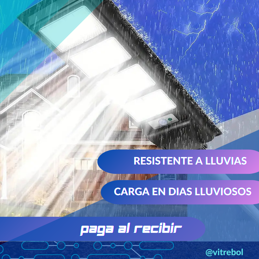 Lámpara con panel solar grande 400 watts - Potente y duradera.