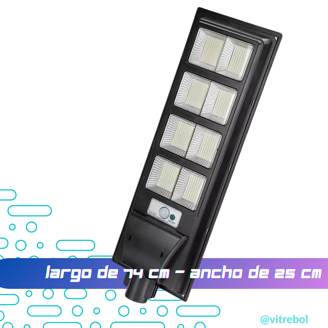 Lámpara con panel solar grande 400 watts - Potente y duradera.