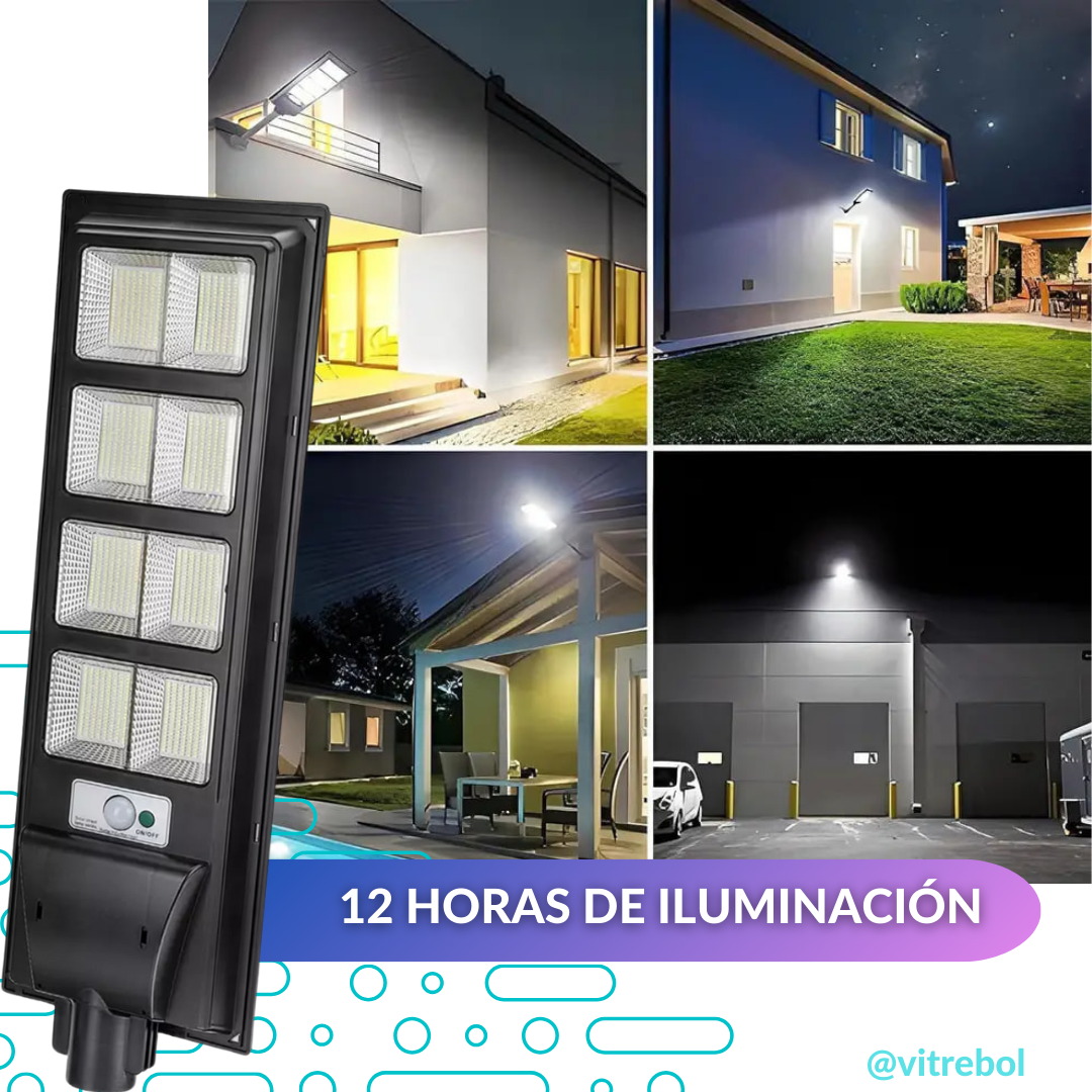 Lámpara con panel solar grande 400 watts - Potente y duradera.