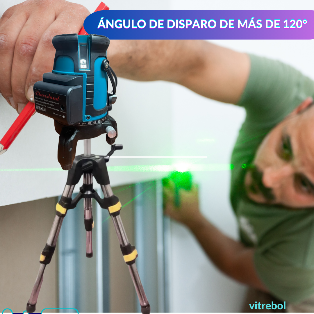 Nivelador Laser AUTO-NIVELANTE. 12 Líneas Verdes, Con trípode-360° Horizontal Y Vertical.