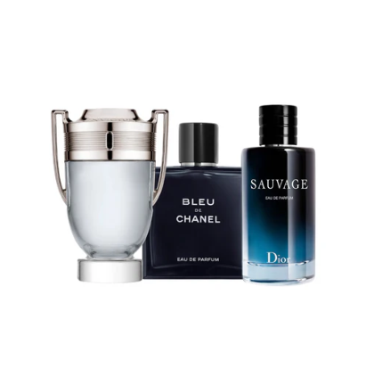 Kit De 3 Perfumes Lujo - Bleu Chanel, Dior Sauvage y invictus 100ml