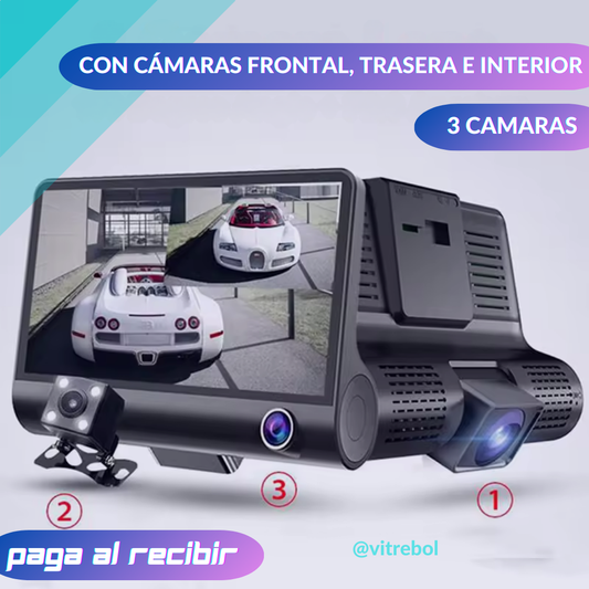 Camara triple para auto: Mejora la seguridad de tu auto