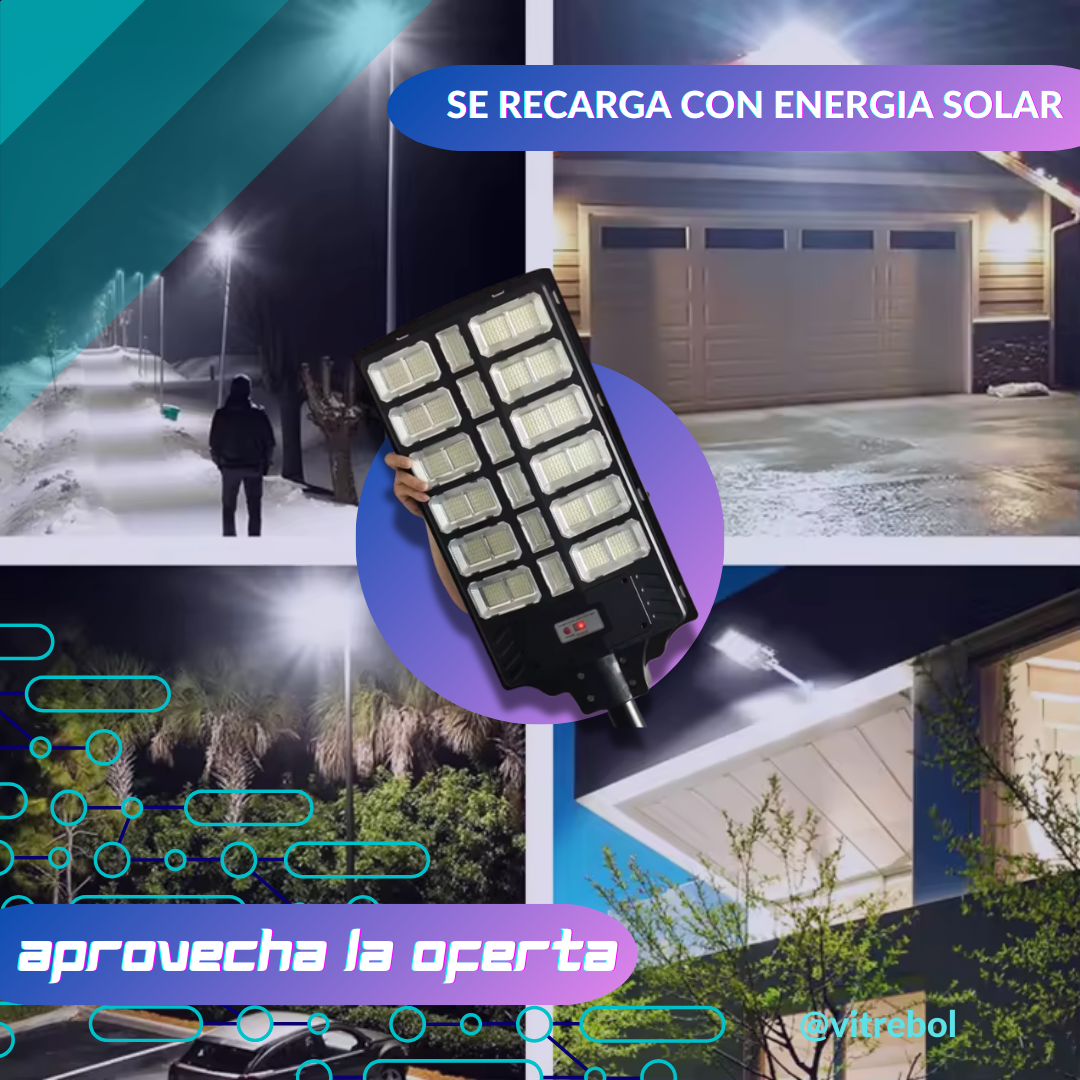 Lampara solar Grande con 1600watts, Iluminación Potente