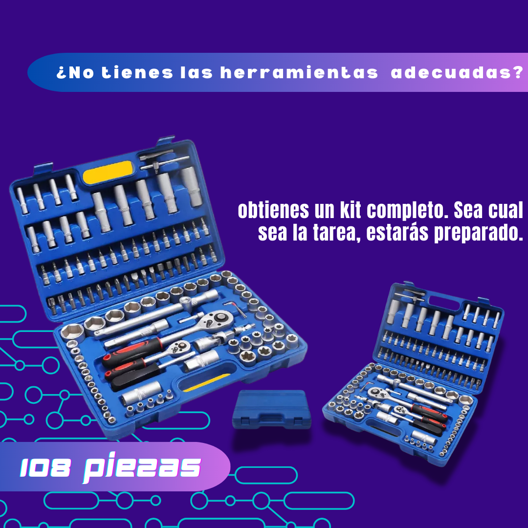 Set de Herramientas de 108 Piezas en cromo Vanadium