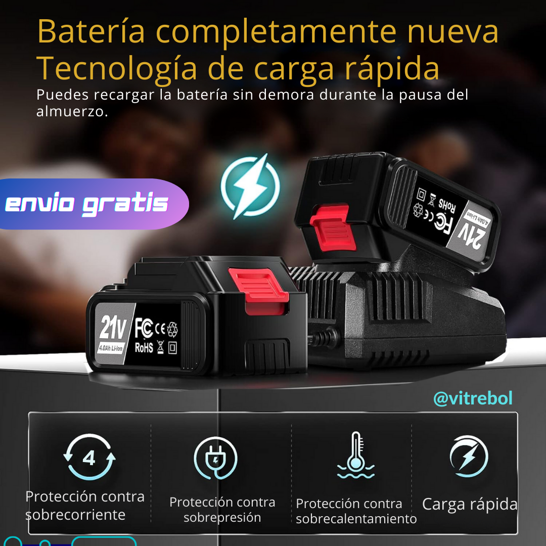 Llave de impacto 98V - 5.0 Ah - Con Convertidor a Taladro, juego de dados y brocas