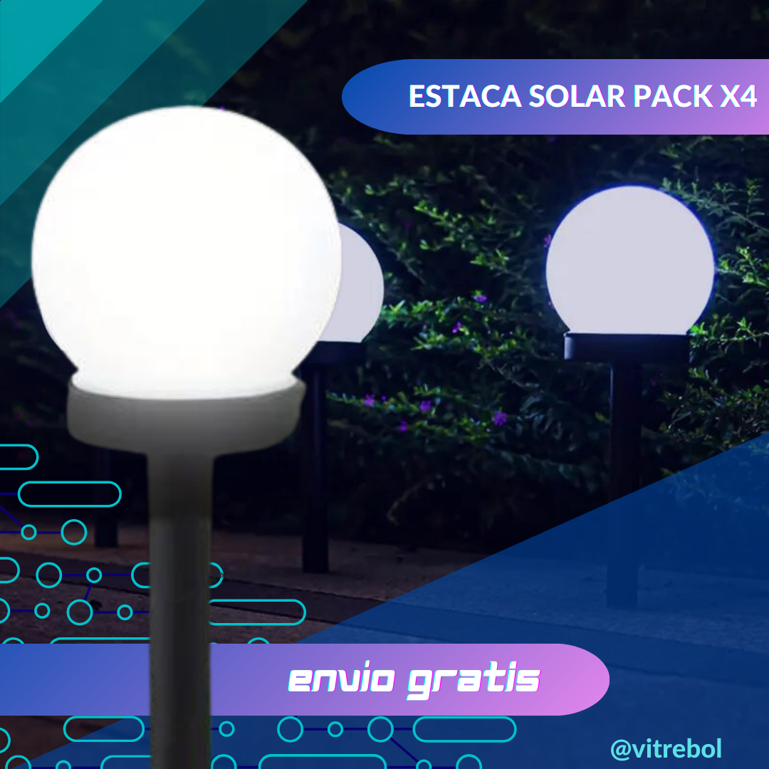 PACK 4 Estacas de carga solar - Ilumina tu jardín -Altura de 30cm