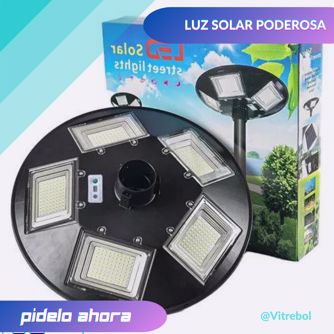 Foco Solar UFO de 500 Watts - IP67 - Incluye Tubo de Soporte