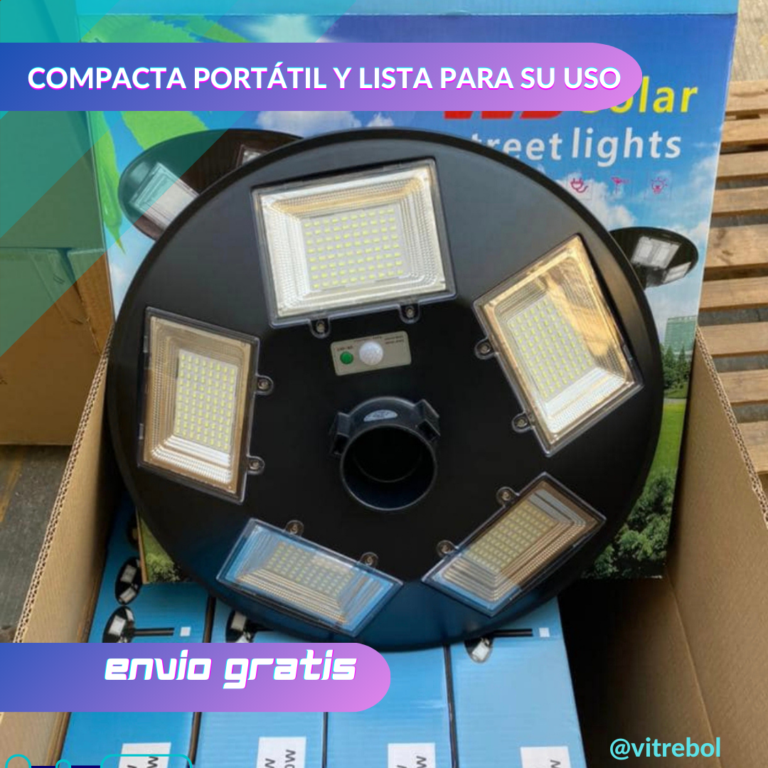 Foco Solar UFO de 500 Watts - IP67 - Incluye Tubo de Soporte