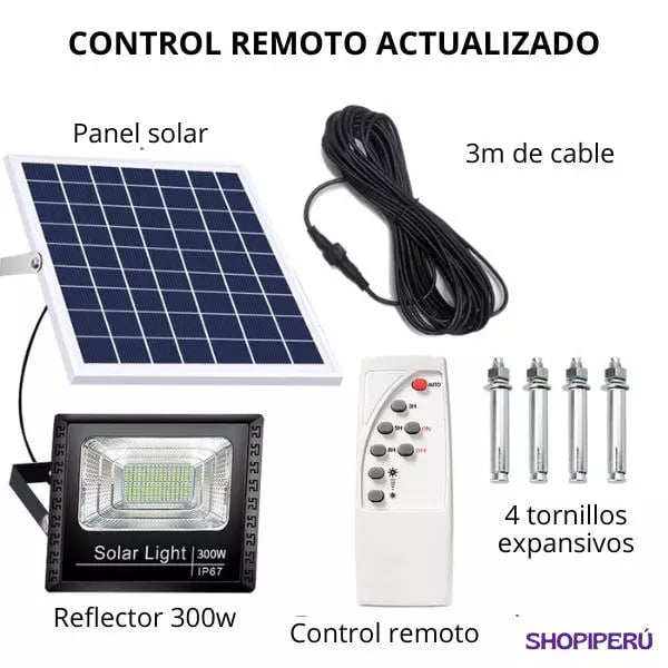 REFLECTOR DE 300 W CON PANEL SOLAR INDEPENDIENTE