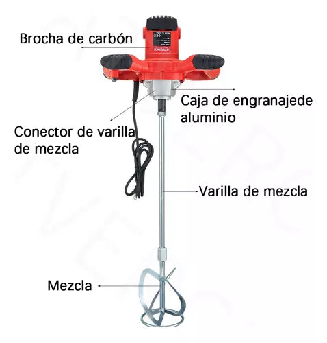 MEZCLADOR 1500 watts - para Cemento -Pintura -Hormigón -Barro-  lechada.