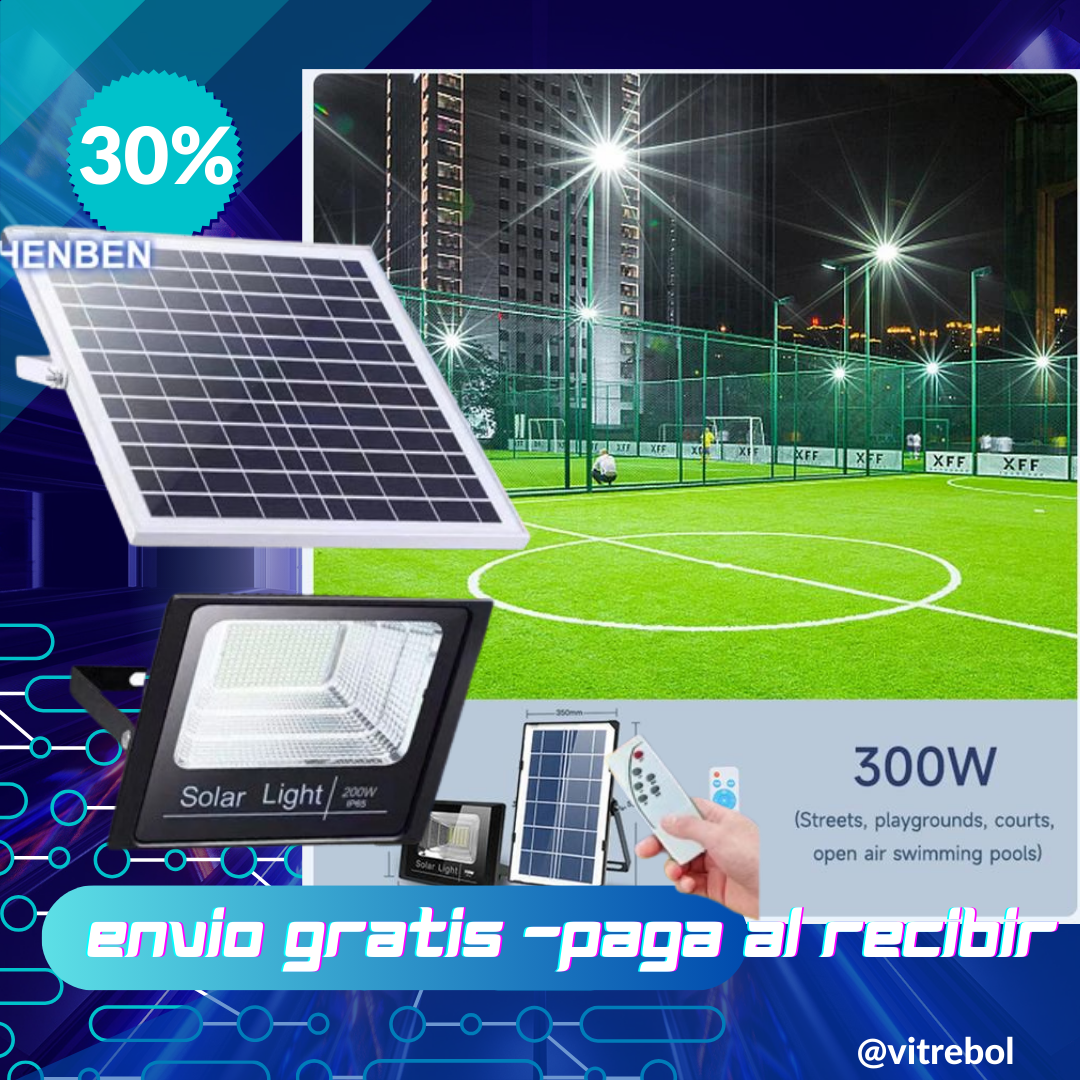 REFLECTOR DE 300 W CON PANEL SOLAR INDEPENDIENTE